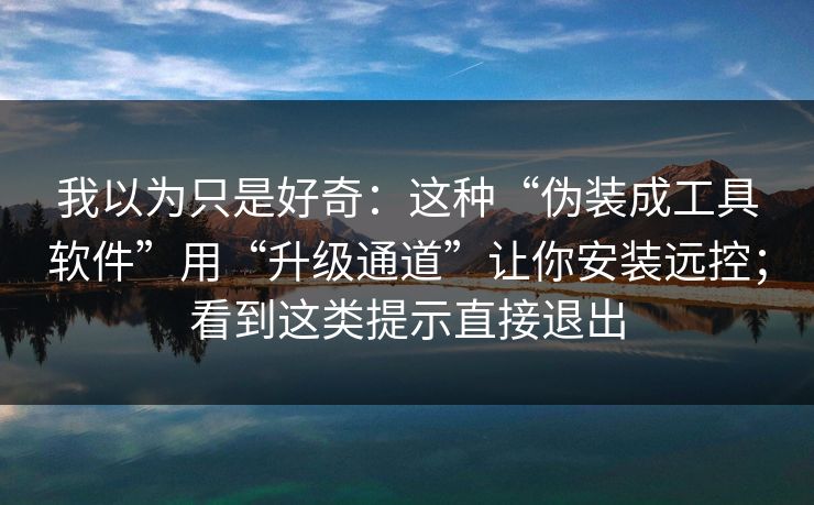 我以为只是好奇：这种“伪装成工具软件”用“升级通道”让你安装远控；看到这类提示直接退出