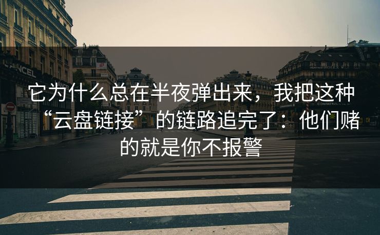 它为什么总在半夜弹出来，我把这种“云盘链接”的链路追完了：他们赌的就是你不报警