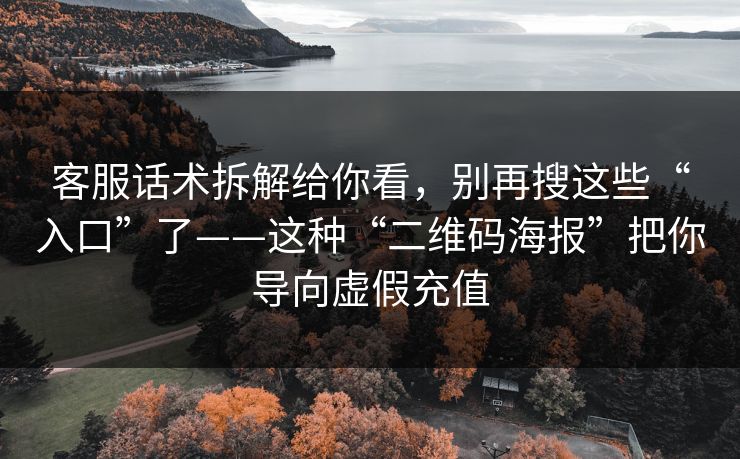 客服话术拆解给你看，别再搜这些“入口”了——这种“二维码海报”把你导向虚假充值