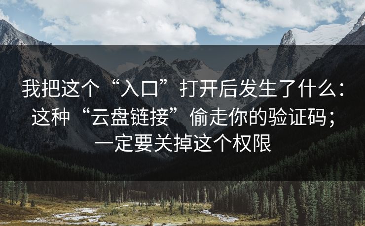 我把这个“入口”打开后发生了什么：这种“云盘链接”偷走你的验证码；一定要关掉这个权限