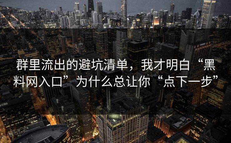 群里流出的避坑清单，我才明白“黑料网入口”为什么总让你“点下一步”