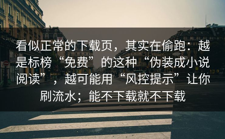 看似正常的下载页，其实在偷跑：越是标榜“免费”的这种“伪装成小说阅读”，越可能用“风控提示”让你刷流水；能不下载就不下载