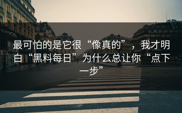 最可怕的是它很“像真的”，我才明白“黑料每日”为什么总让你“点下一步”