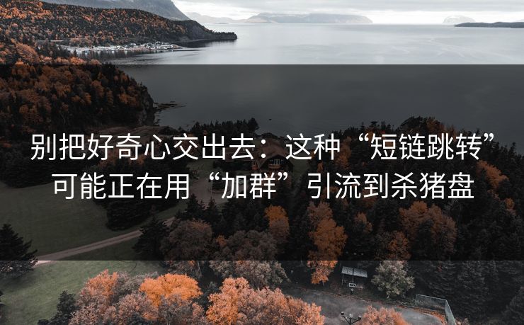 别把好奇心交出去：这种“短链跳转”可能正在用“加群”引流到杀猪盘